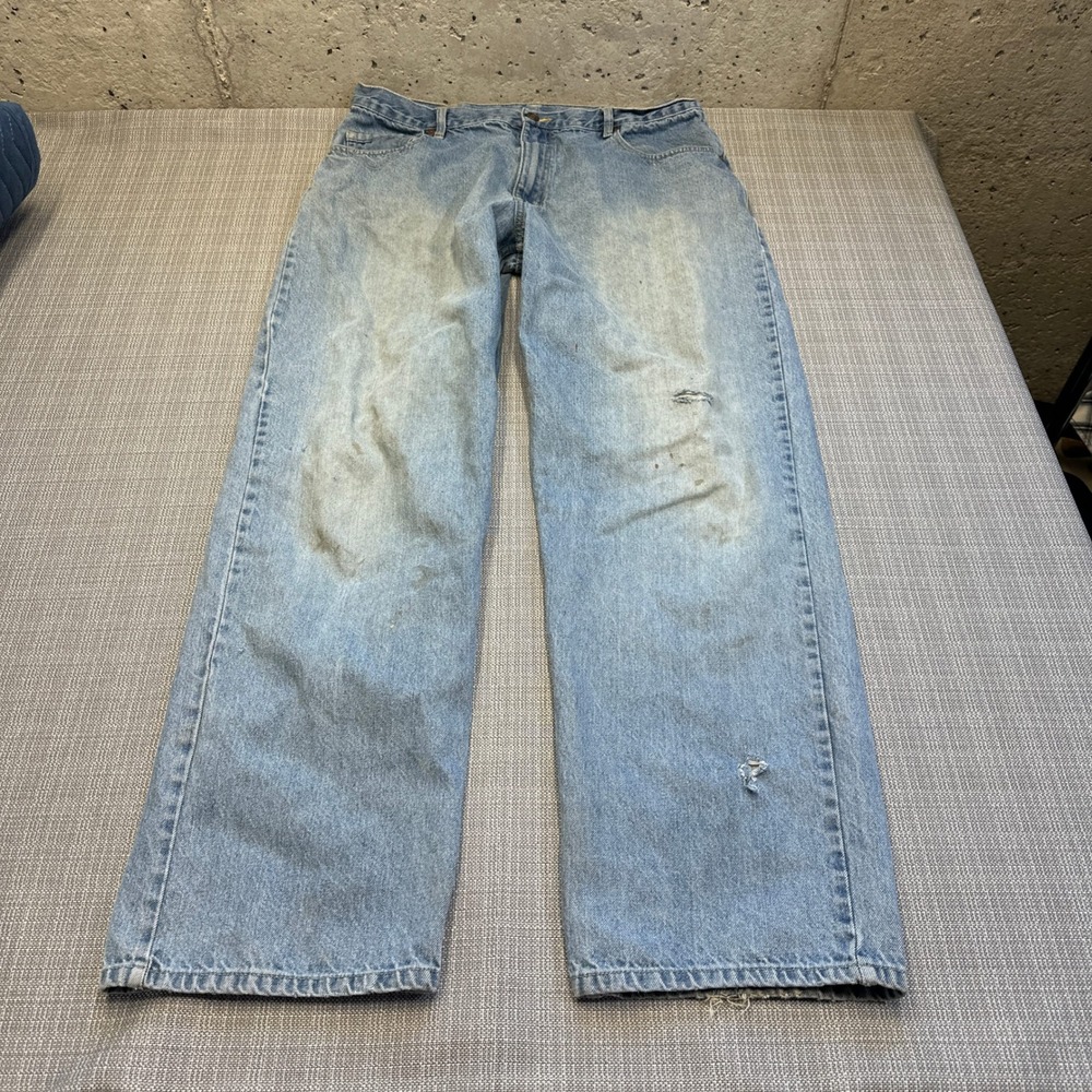 Vintage Bad Boy Jeans Mens 38x34 Light Wash‎ Distressed USA Workwear Grunge*
